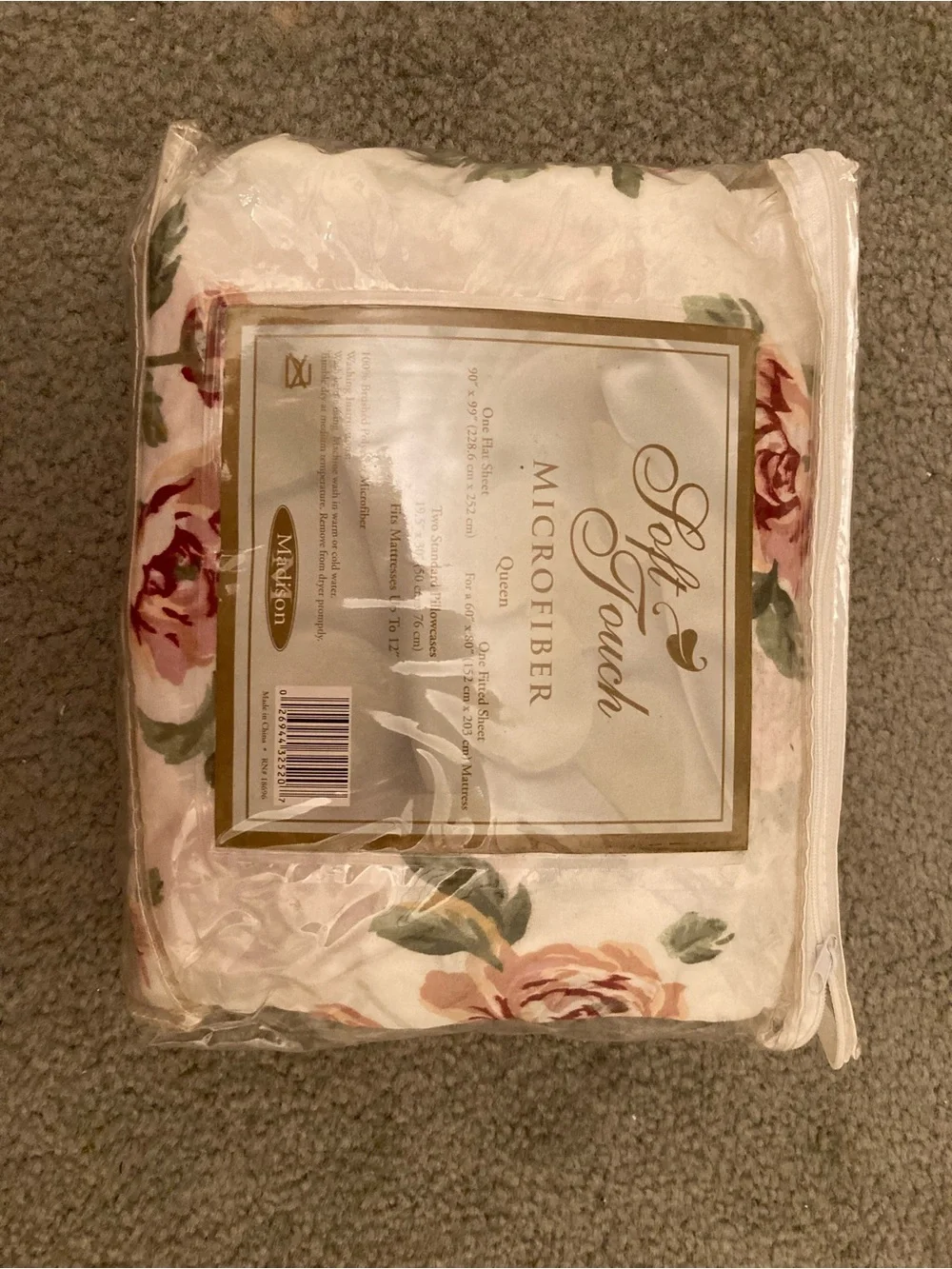 Floral queen size- White with Pink Rose Print